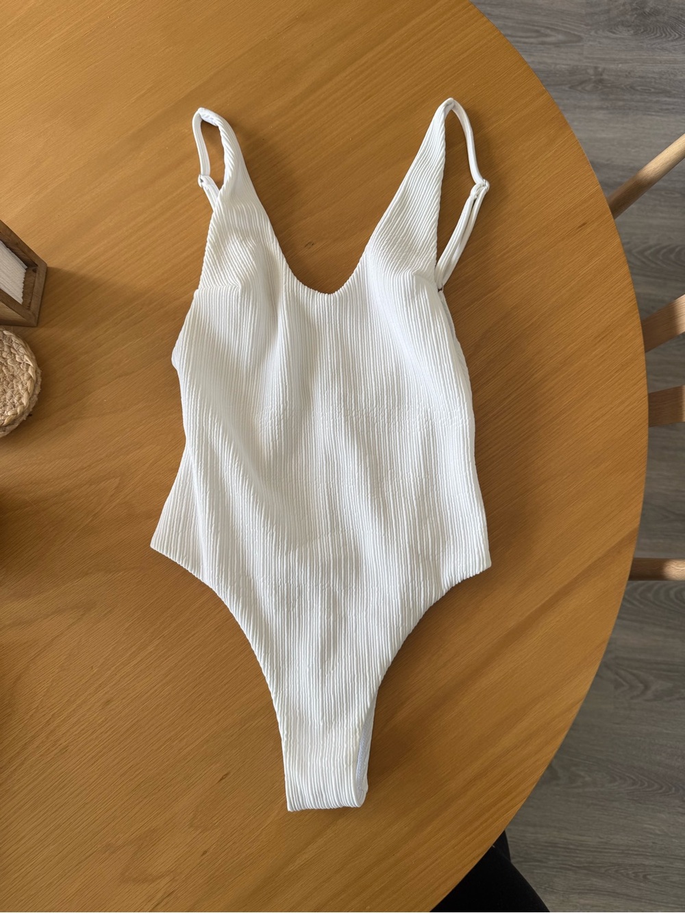 Ribbed White One-Piece Swimsuit